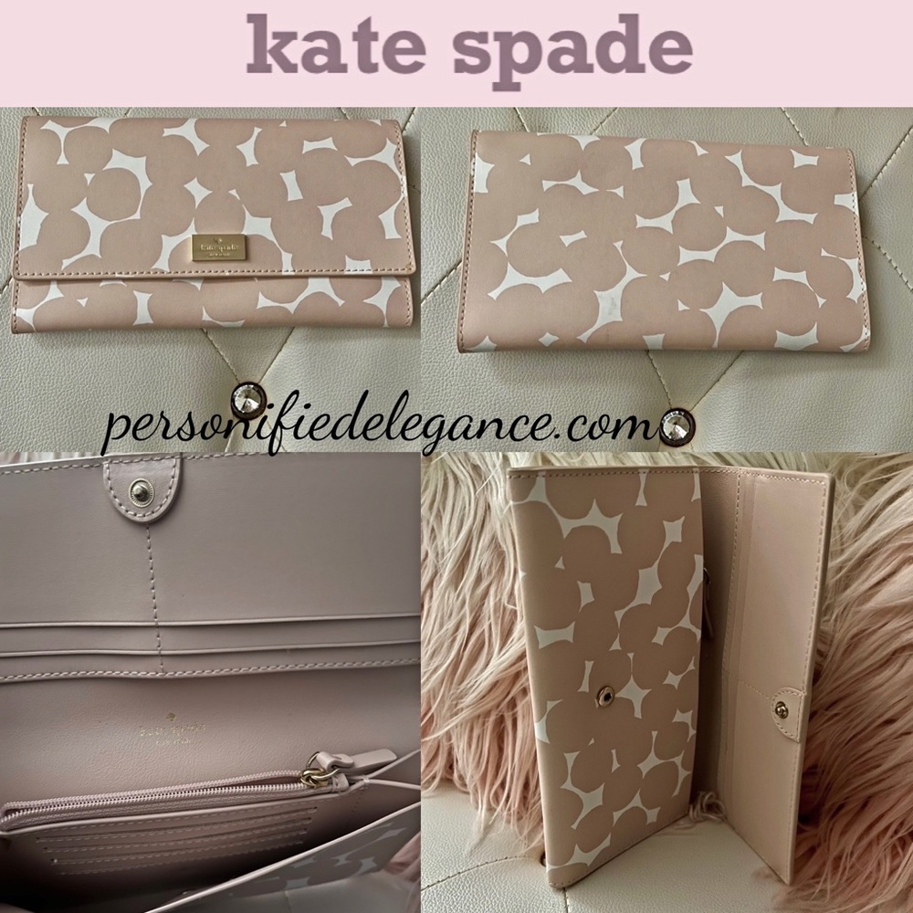 Kate Spade Putnam Drive Cyra Splodge Dot Pink Multi Large Flap Wallet - Picture 1 of 16